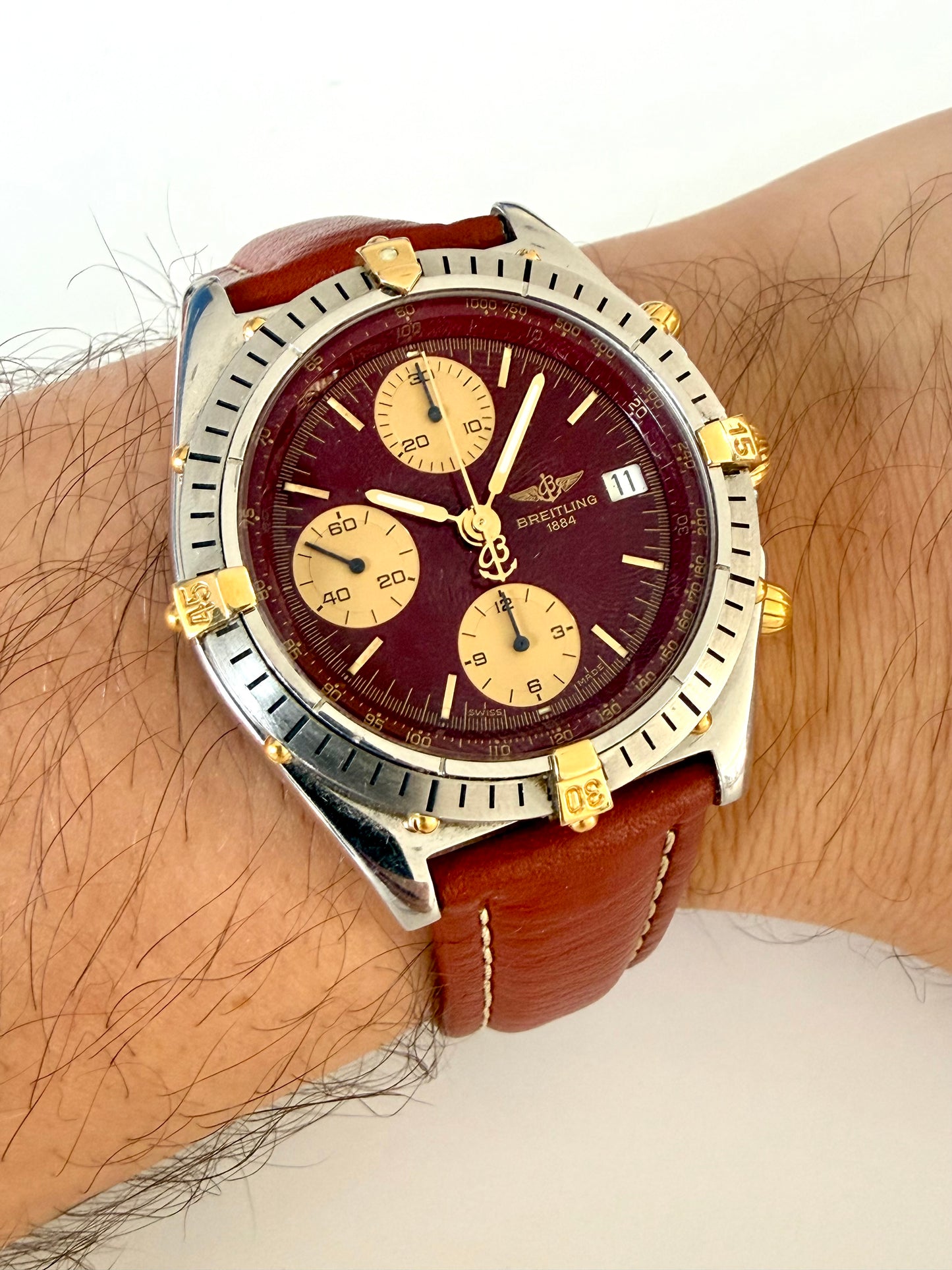 🔺BREITLING CHRONOMAT CHRONOGRAPH B13048 DIAL BORDEAUX Very rare 🔺