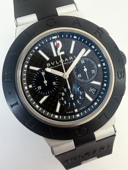 BVLGARI ALLUMINIUM CHRONOGRAPH AUTOMATIC CARBON DIAL 44mm