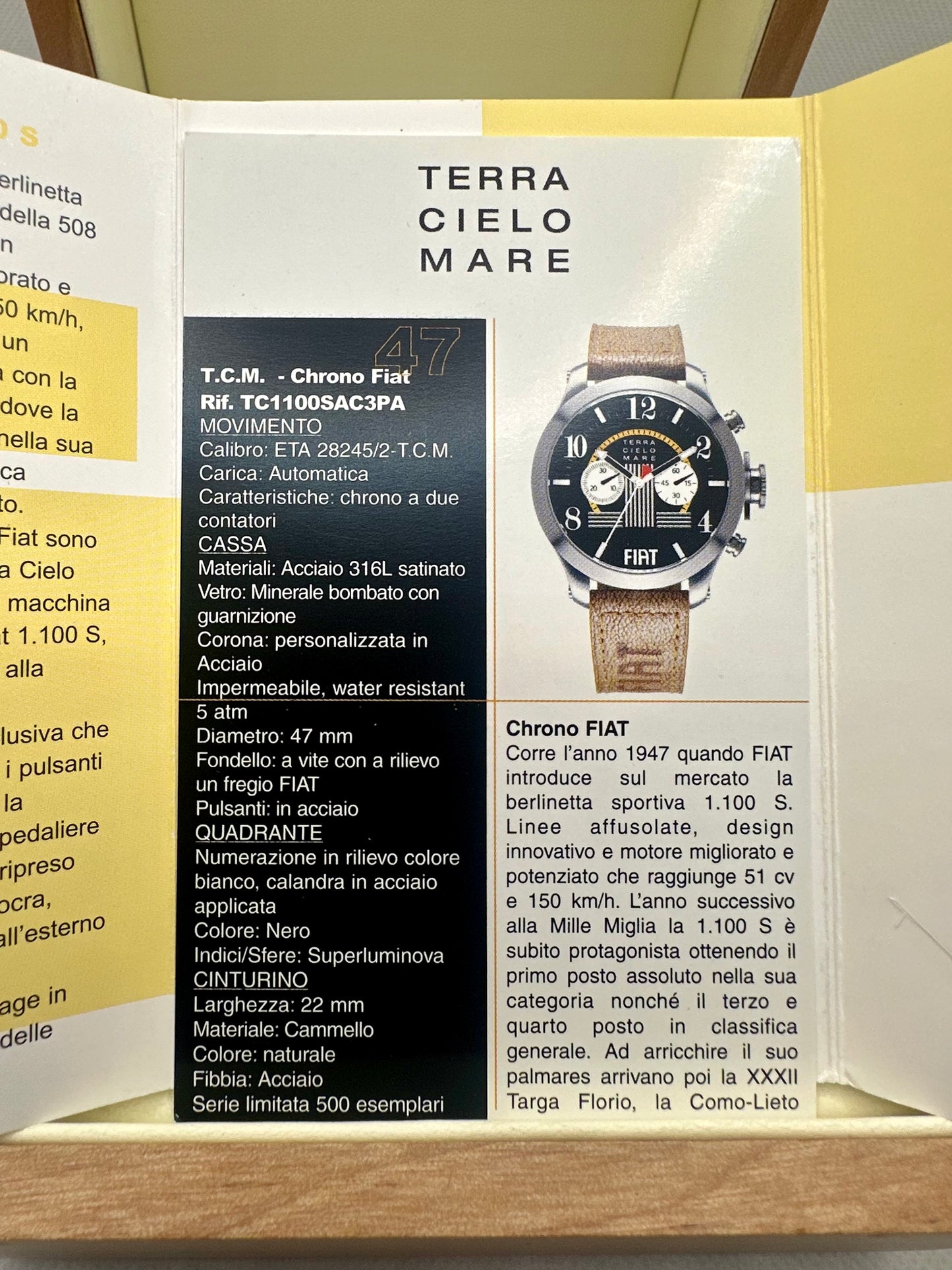 TCM CHRONOGRAPH FIAT 1100S EDIZIONE LIM. 500p mondo