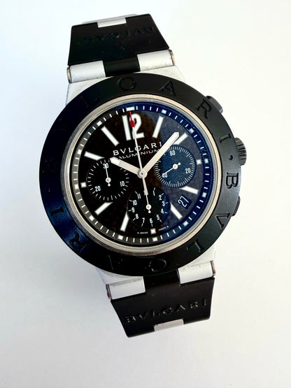 BVLGARI ALLUMINIUM CHRONOGRAPH AUTOMATIC CARBON DIAL 44mm