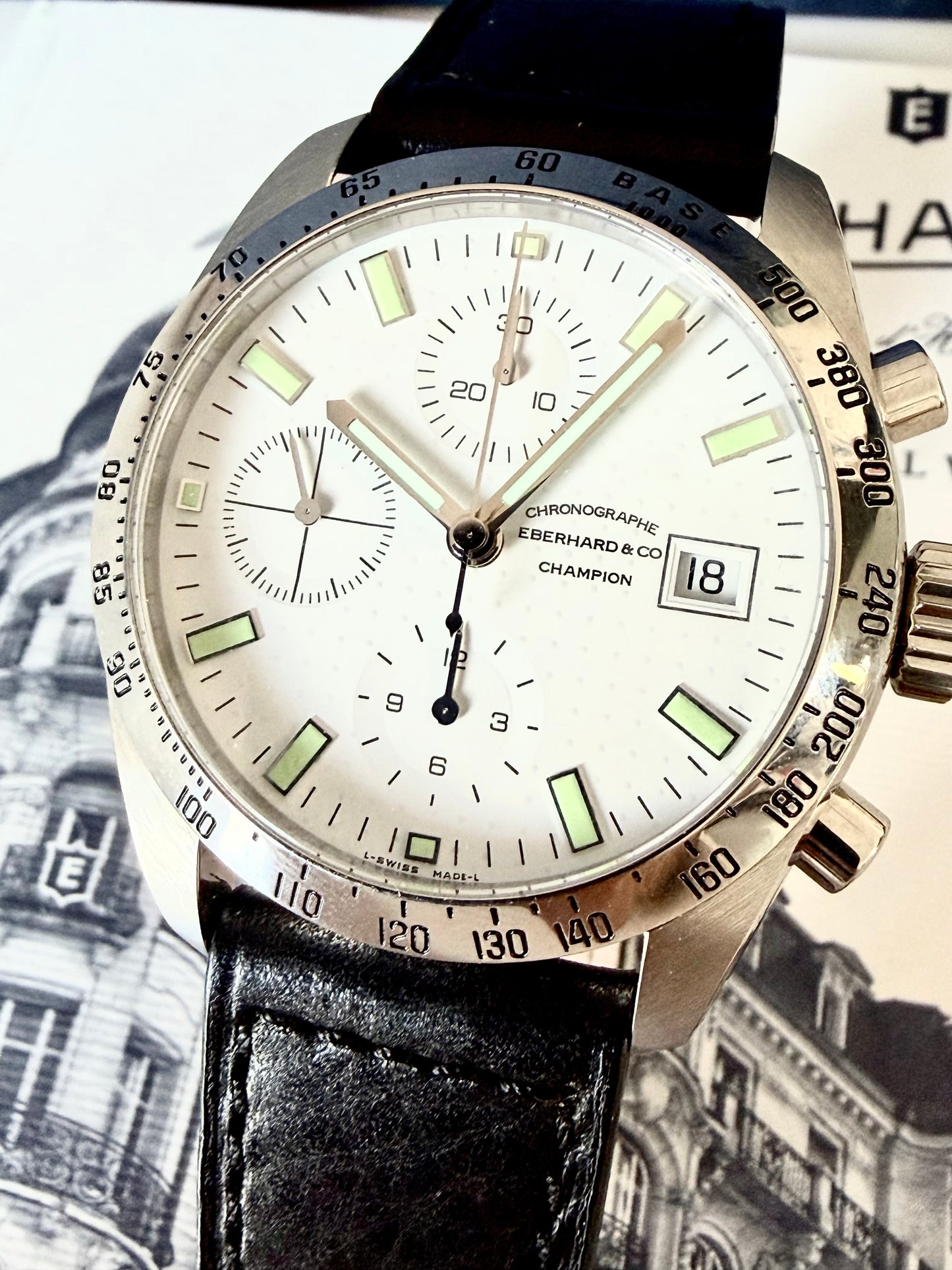 🔺EBERHARD & CO CHAMPION CHRONOGRAPH Ref. 31044.. Full set🔺