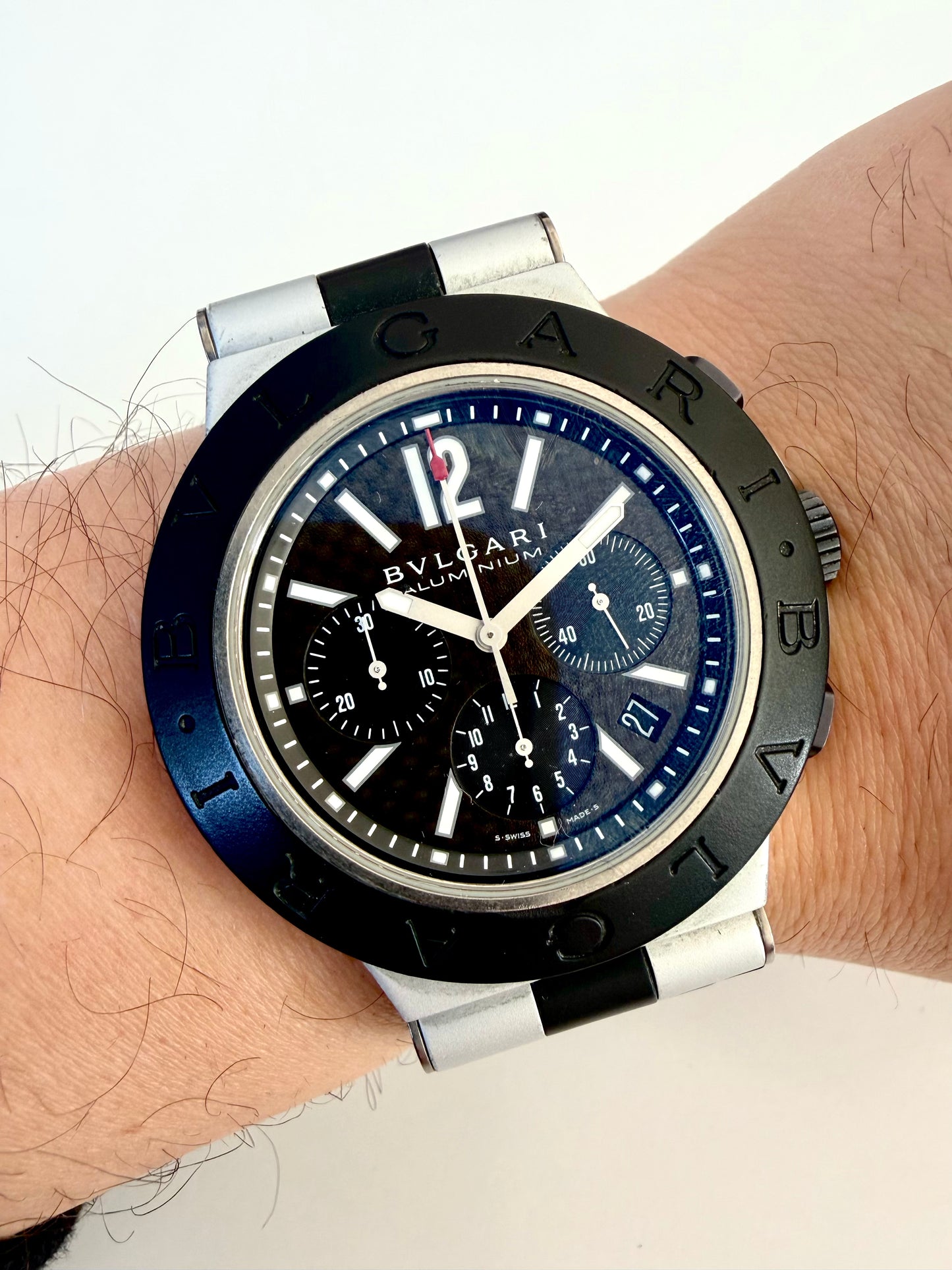 BVLGARI ALLUMINIUM CHRONOGRAPH AUTOMATIC CARBON DIAL 44mm