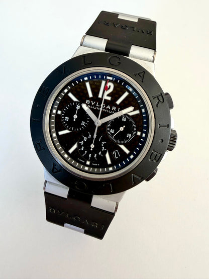 BVLGARI ALLUMINIUM CHRONOGRAPH AUTOMATIC CARBON DIAL 44mm