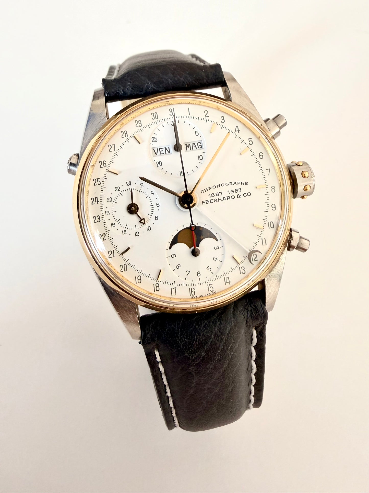 EBERHARD & Co. NAVY MASTER CHRONOGRAPH FULL CALENDAR/ MOONPHASE STEEL GOLD 
(CENTENARY EBERHARD 1887/1987)