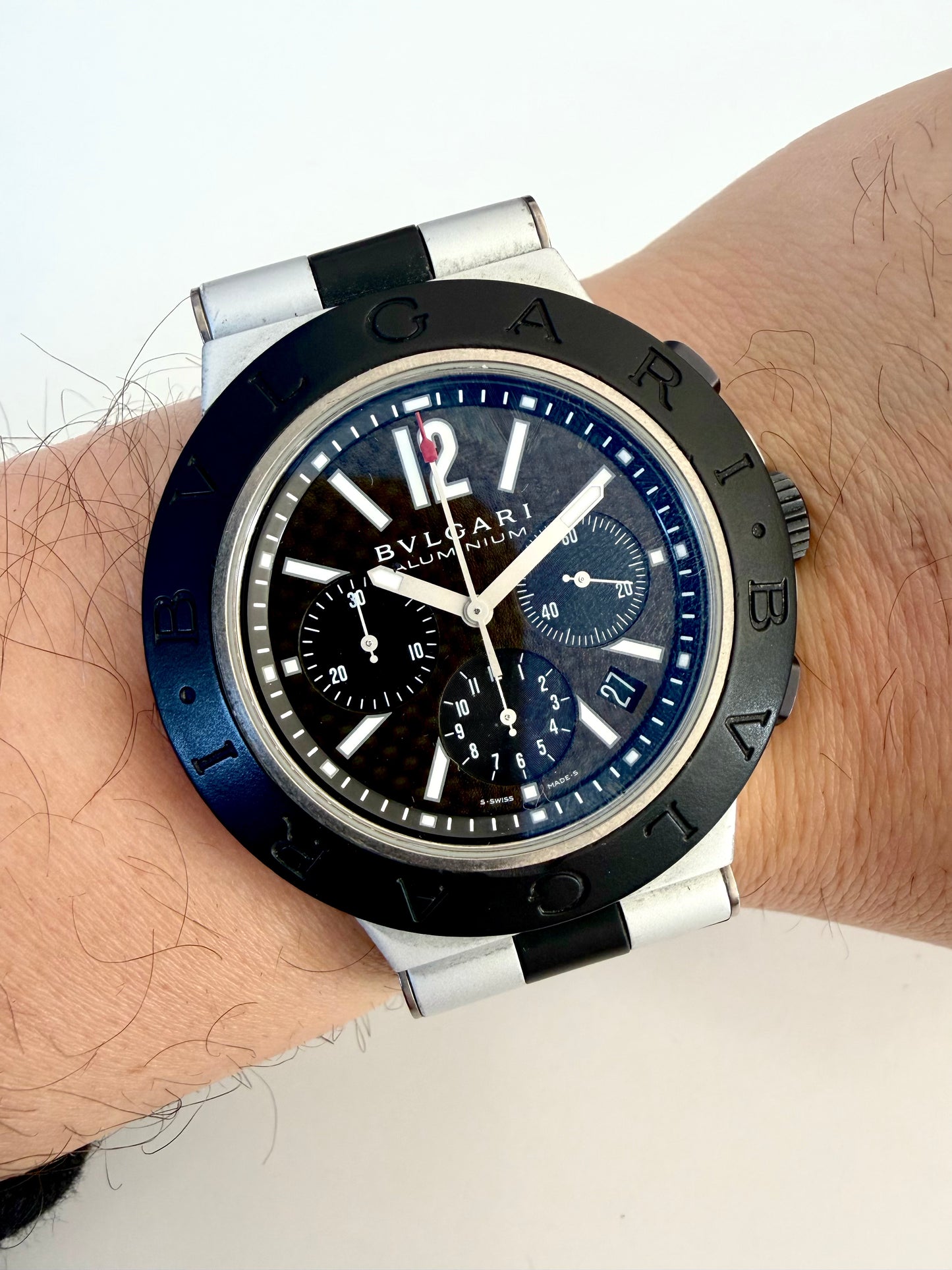 BVLGARI ALLUMINIUM CHRONOGRAPH AUTOMATIC CARBON DIAL 44mm