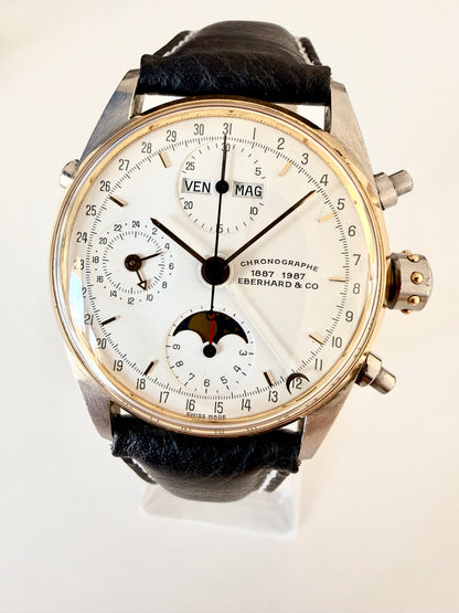 EBERHARD & Co. NAVY MASTER CHRONOGRAPH FULL CALENDAR/ MOONPHASE STEEL GOLD 
(CENTENARY EBERHARD 1887/1987)