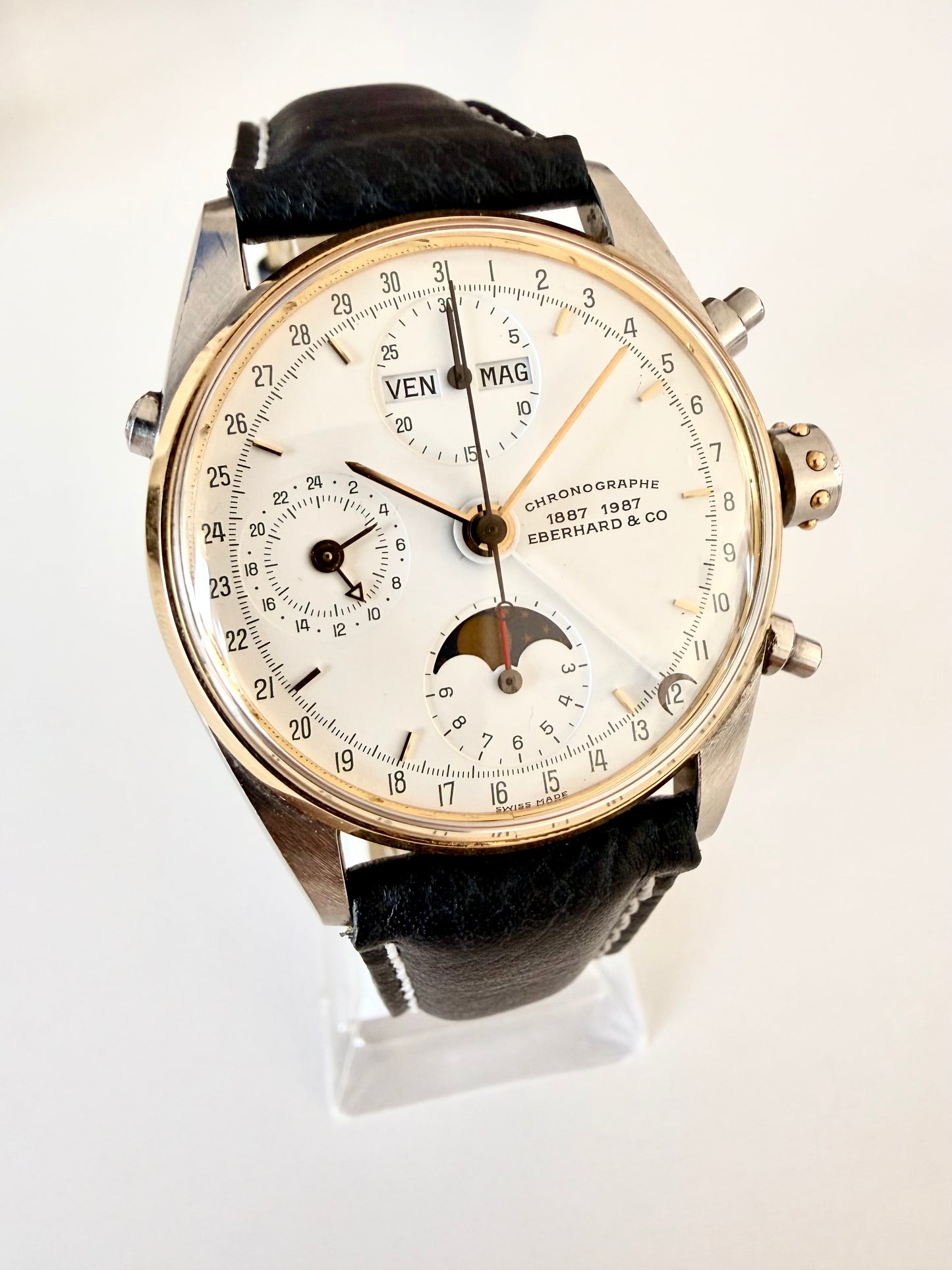 EBERHARD & Co. NAVY MASTER CHRONOGRAPH FULL CALENDAR/ MOONPHASE STEEL GOLD 
(CENTENARY EBERHARD 1887/1987)