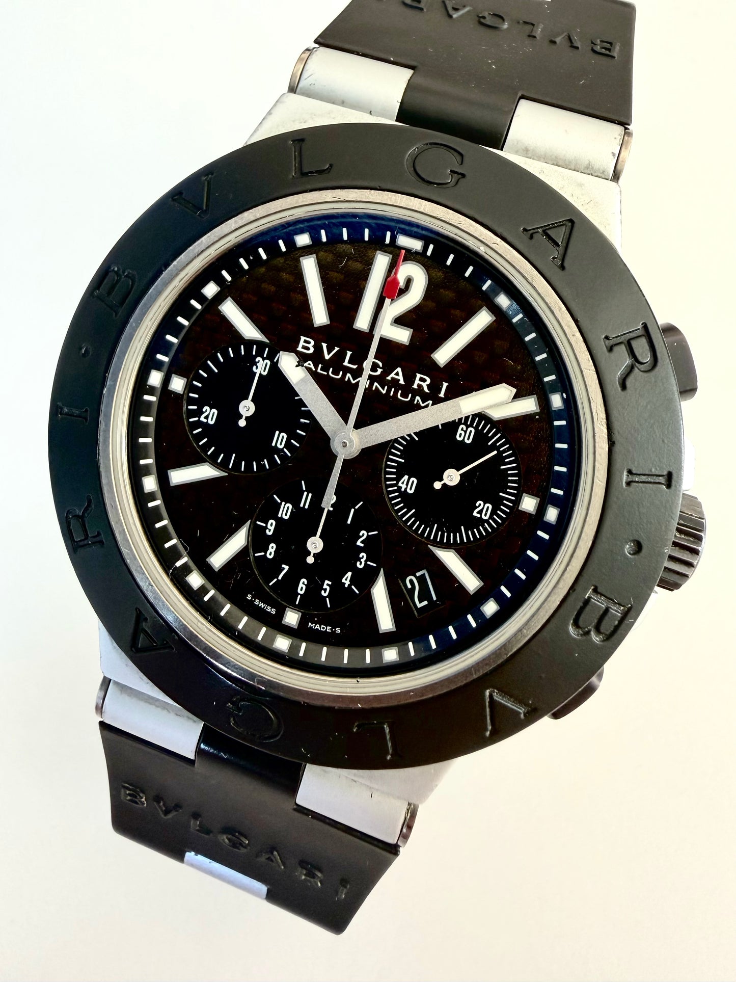 BVLGARI ALLUMINIUM CHRONOGRAPH AUTOMATIC CARBON DIAL 44mm