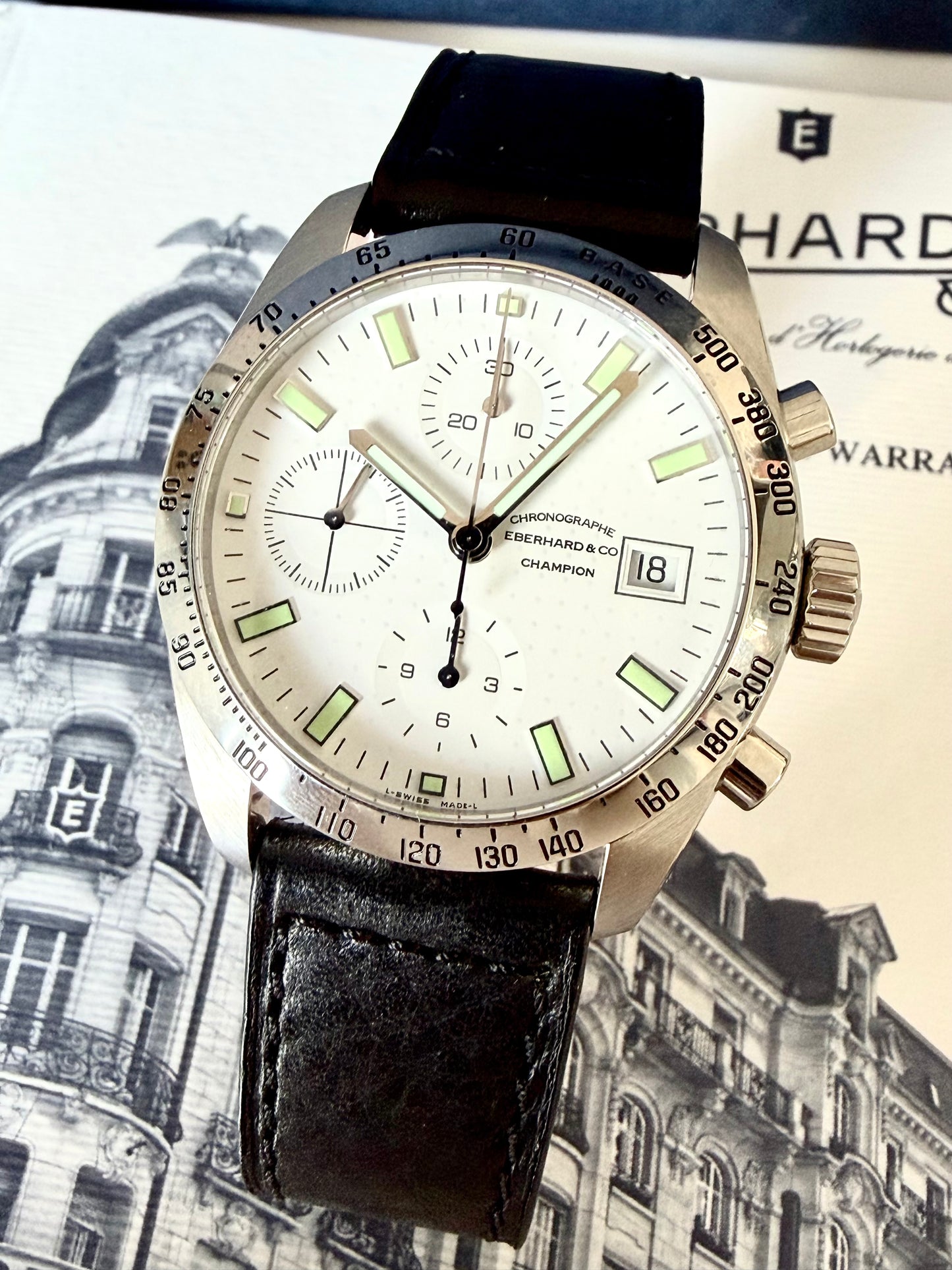 🔺EBERHARD & CO CHAMPION CHRONOGRAPH Ref. 31044.. Full set🔺