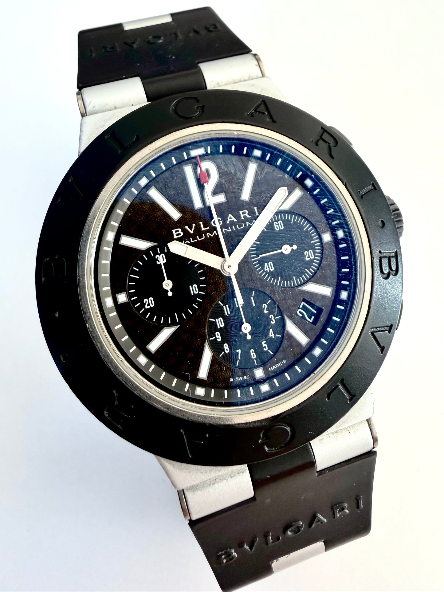 BVLGARI ALLUMINIUM CHRONOGRAPH AUTOMATIC CARBON DIAL 44mm