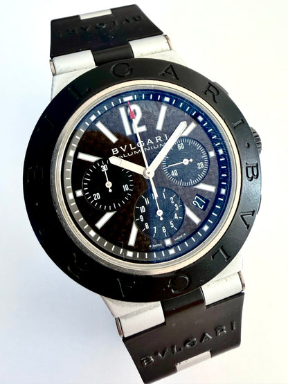 BVLGARI ALLUMINIUM CHRONOGRAPH AUTOMATIC CARBON DIAL 44mm