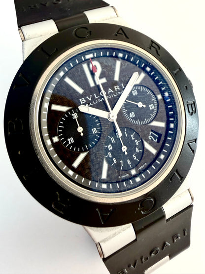 BVLGARI ALLUMINIUM CHRONOGRAPH AUTOMATIC CARBON DIAL 44mm