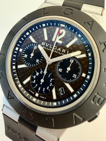 BVLGARI ALLUMINIUM CHRONOGRAPH AUTOMATIC CARBON DIAL 44mm
