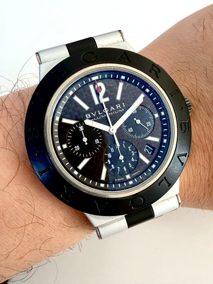 BVLGARI ALLUMINIUM CHRONOGRAPH AUTOMATIC CARBON DIAL 44mm