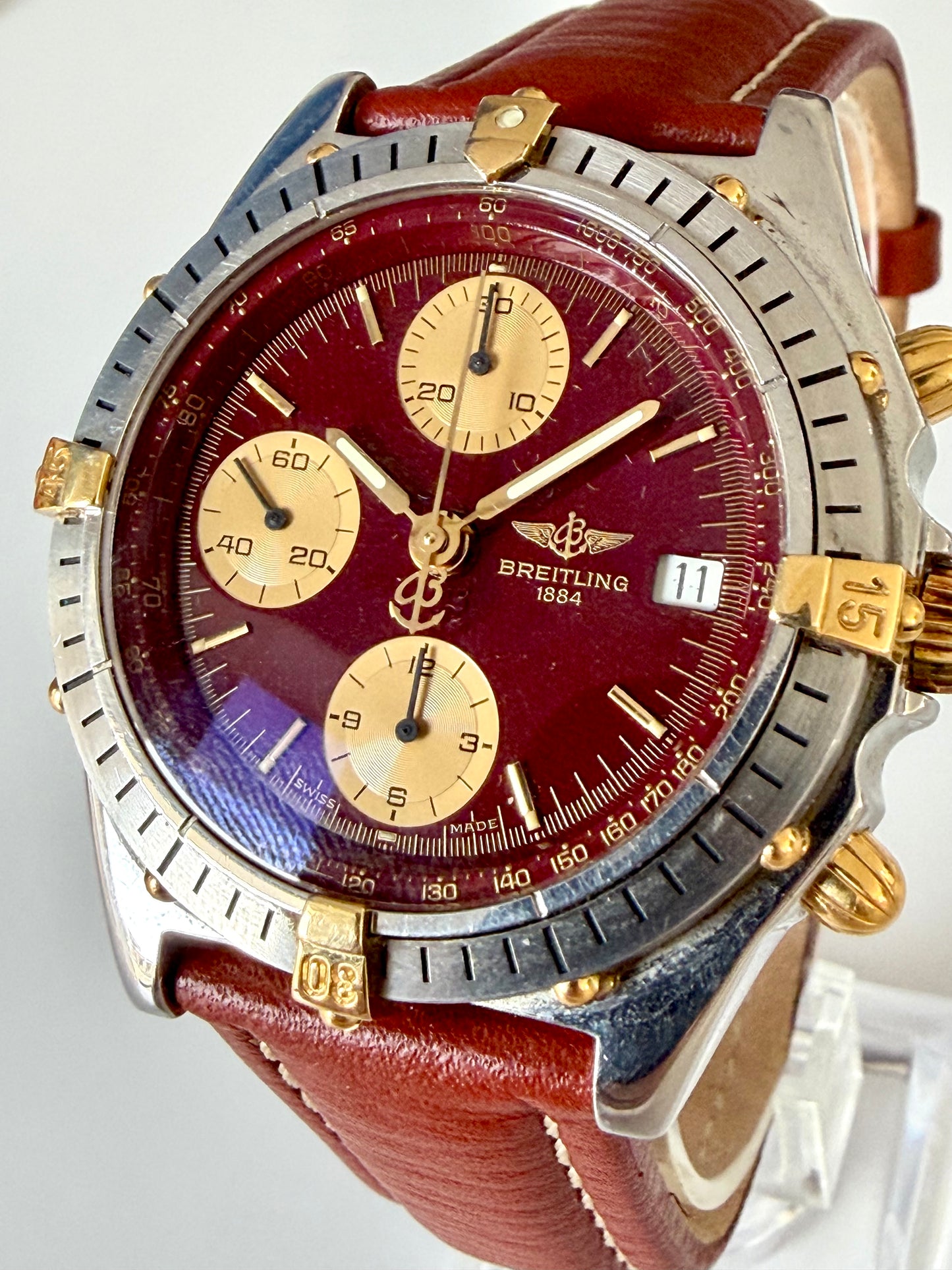 🔺BREITLING CHRONOMAT CHRONOGRAPH B13048 DIAL BORDEAUX Very rare 🔺