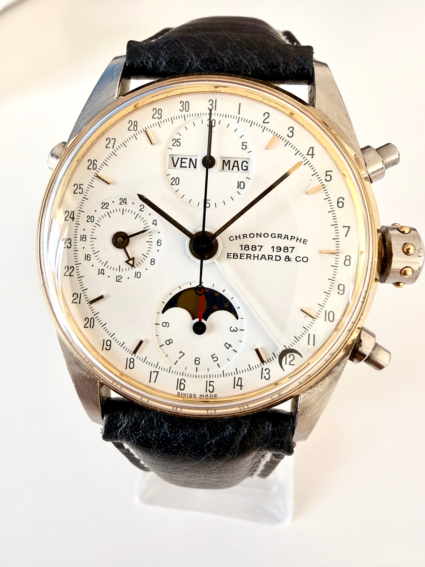 EBERHARD & Co. NAVY MASTER CHRONOGRAPH FULL CALENDAR/ MOONPHASE STEEL GOLD 
(CENTENARY EBERHARD 1887/1987)