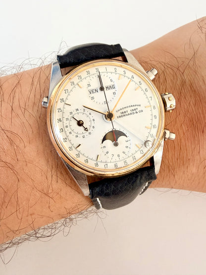 EBERHARD & Co. NAVY MASTER CHRONOGRAPH FULL CALENDAR/ MOONPHASE STEEL GOLD 
(CENTENARY EBERHARD 1887/1987)