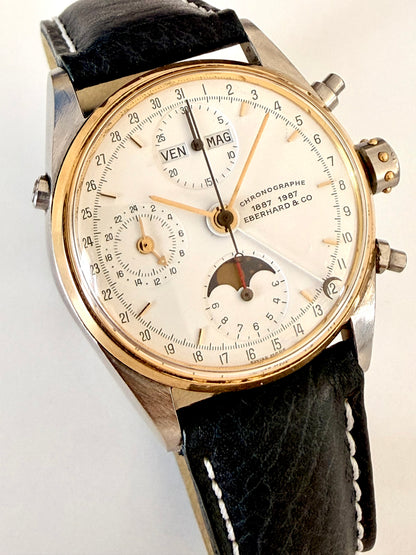 EBERHARD & Co. NAVY MASTER CHRONOGRAPH FULL CALENDAR/ MOONPHASE STEEL GOLD 
(CENTENARY EBERHARD 1887/1987)