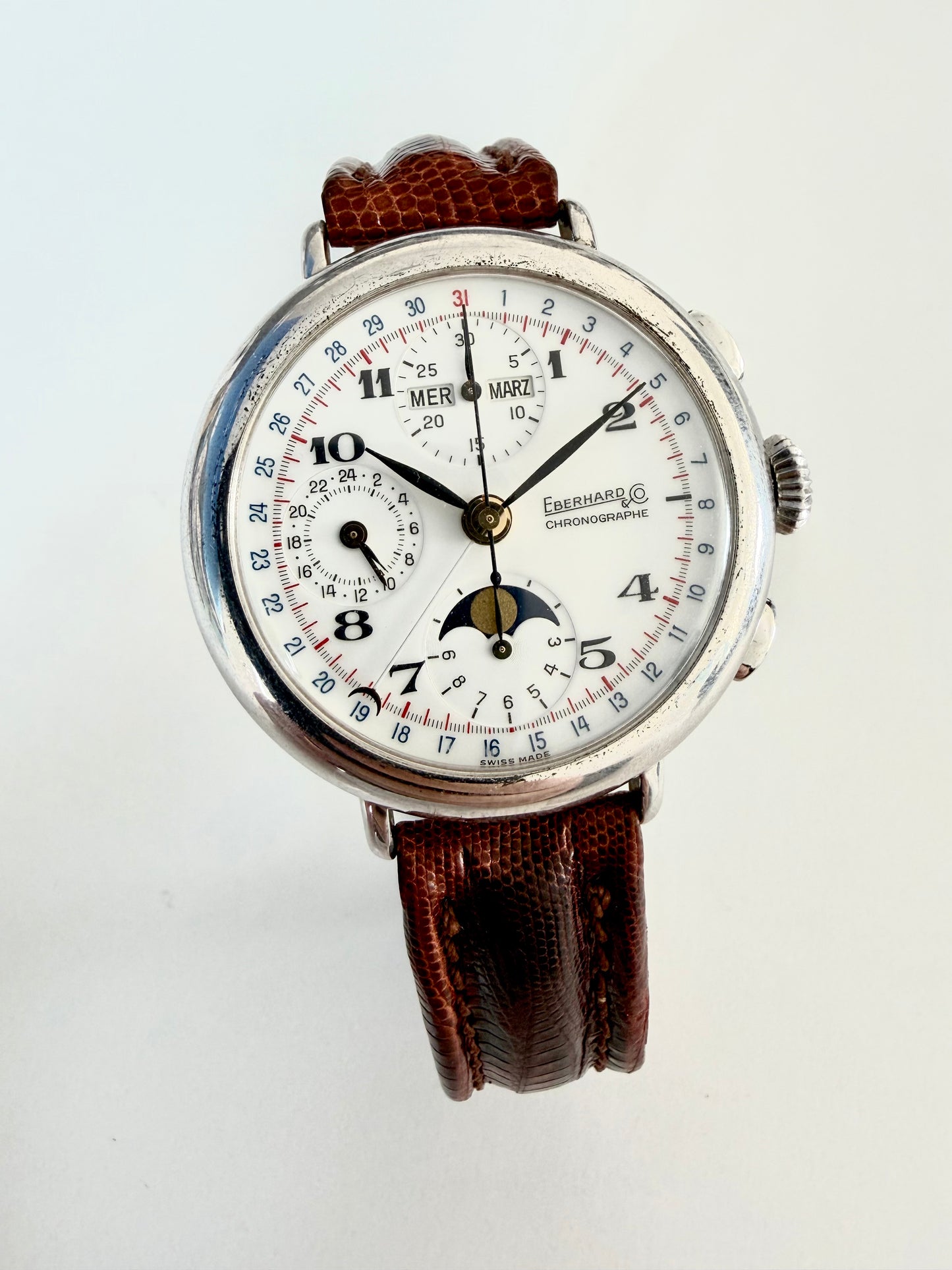 EBERHARD CHRONOGRAPH FASI LUNARI REF 36018 A 924 Argento 925