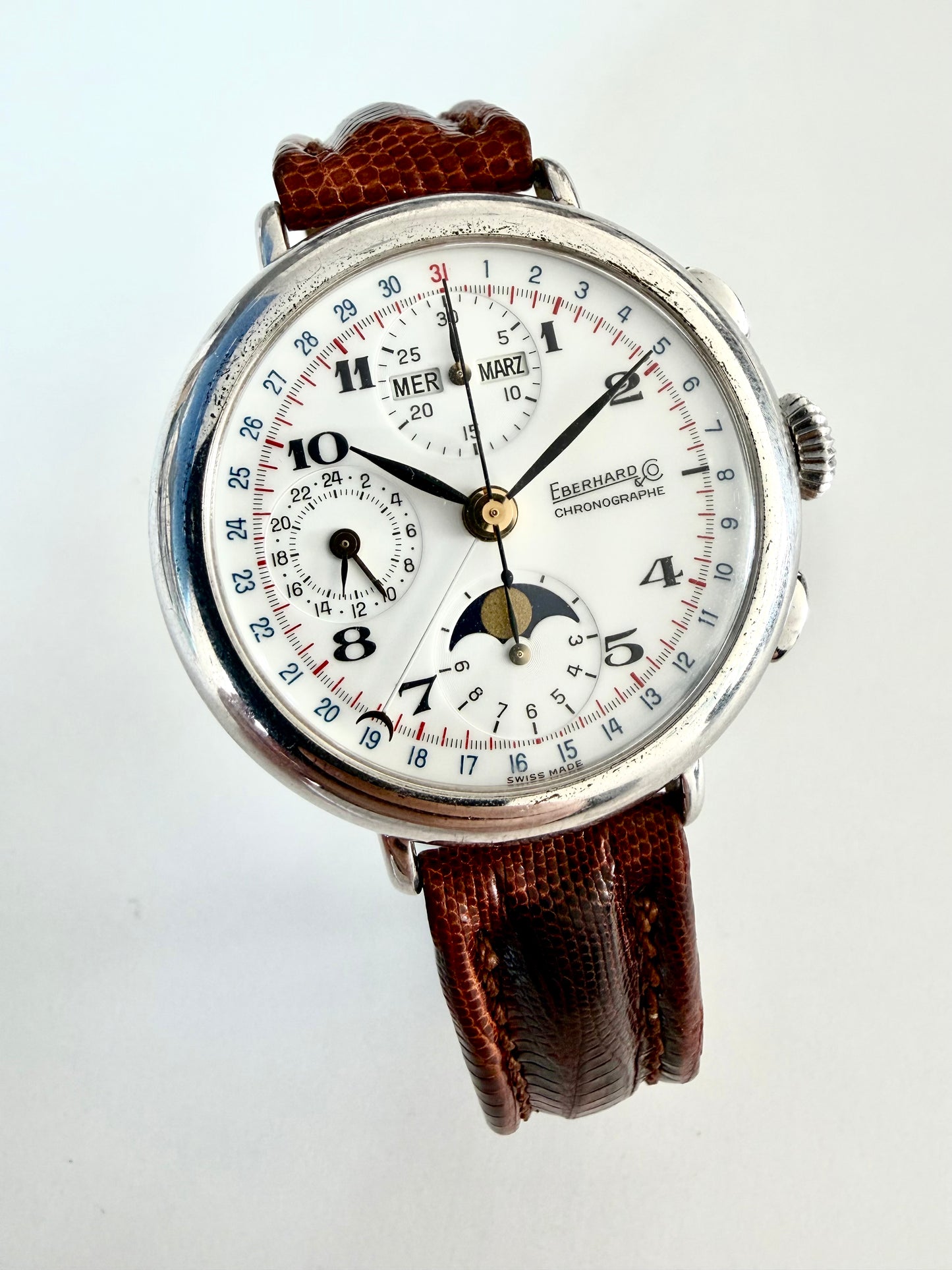 EBERHARD CHRONOGRAPH FASI LUNARI REF 36018 A 924 Argento 925