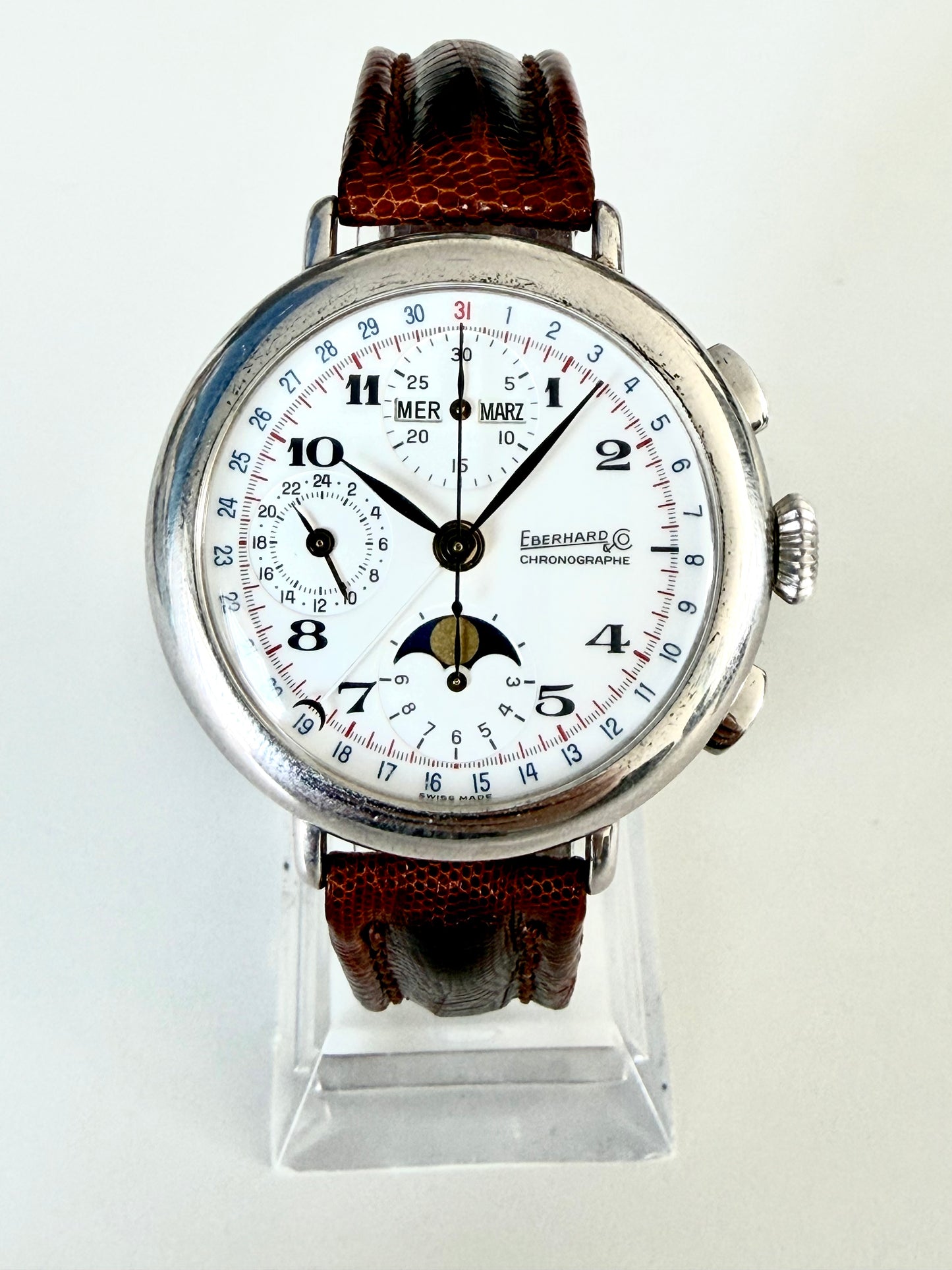 EBERHARD CHRONOGRAPH FASI LUNARI REF 36018 A 924 Argento 925