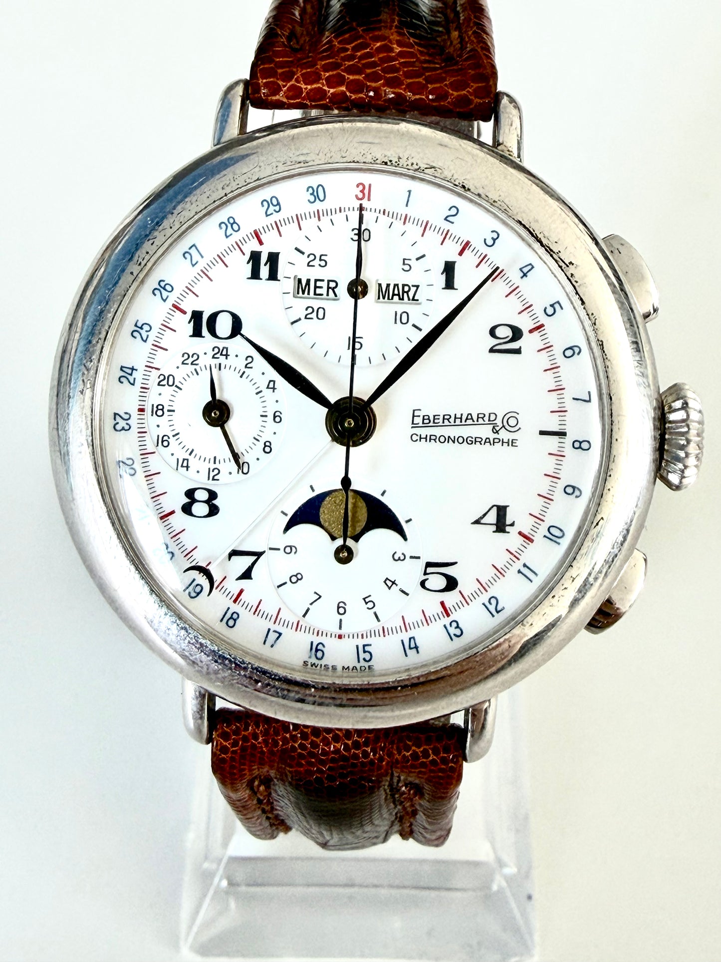 EBERHARD CHRONOGRAPH FASI LUNARI REF 36018 A 924 Argento 925