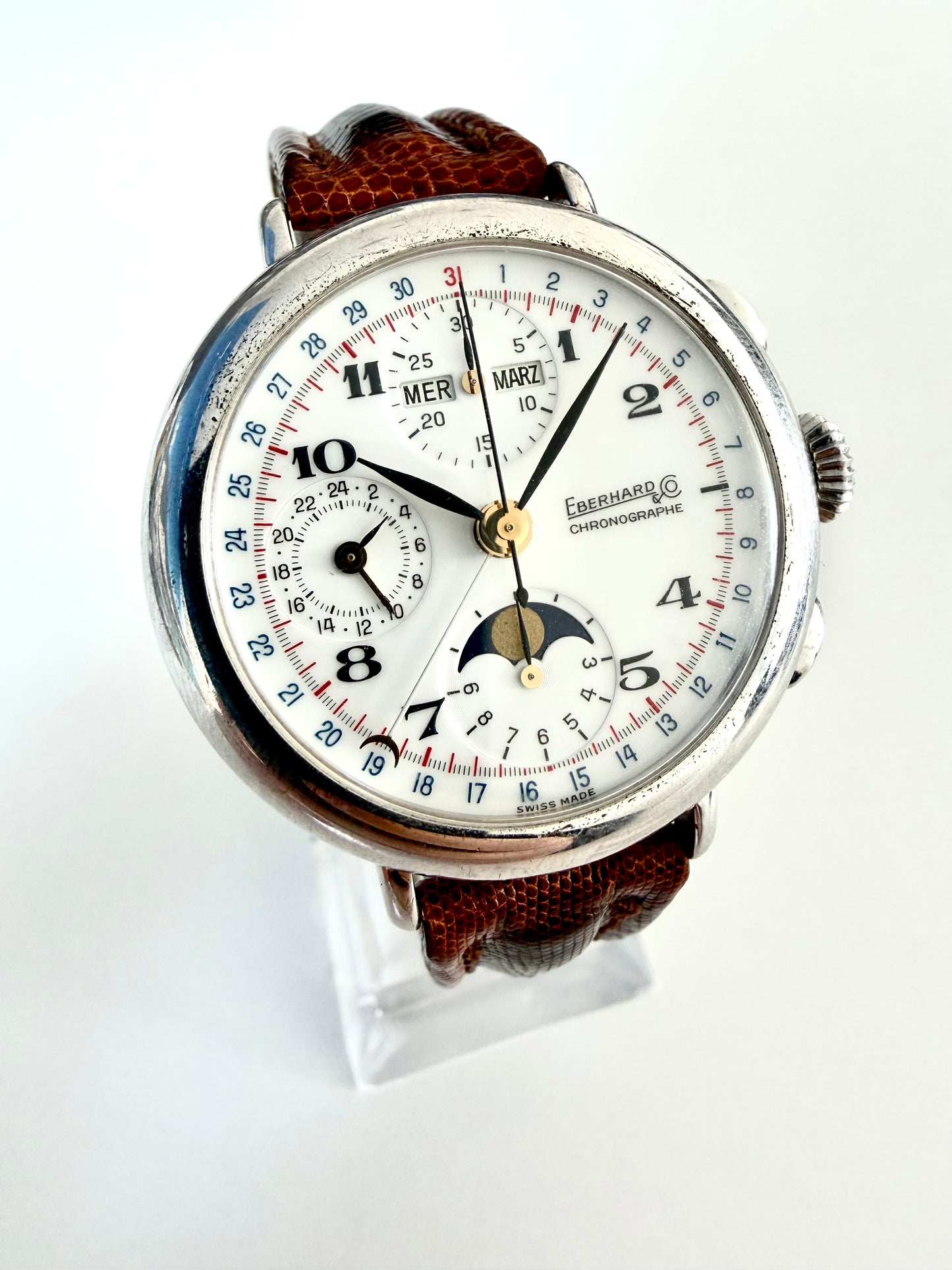 EBERHARD CHRONOGRAPH FASI LUNARI REF 36018 A 924 Argento 925