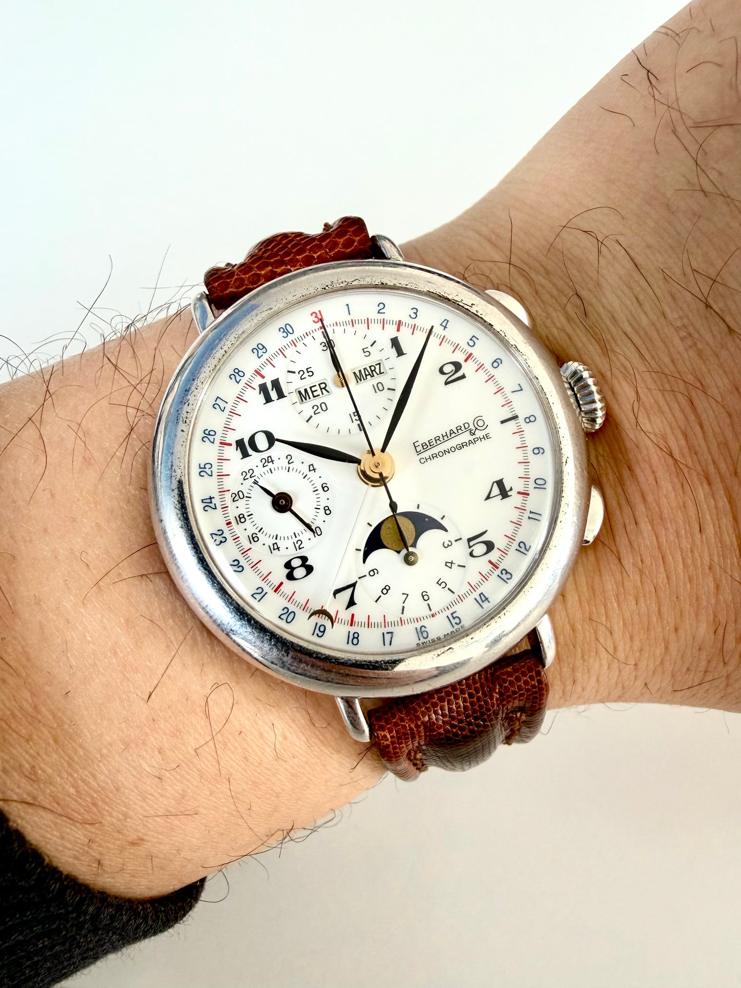 EBERHARD CHRONOGRAPH FASI LUNARI REF 36018 A 924 Argento 925