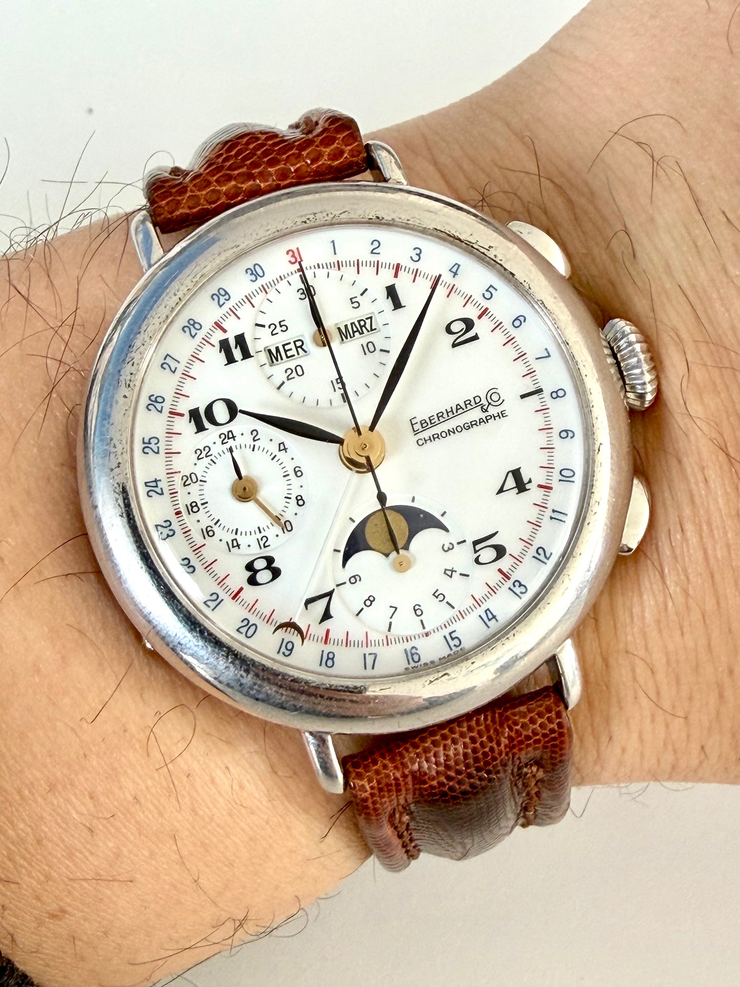 EBERHARD CHRONOGRAPH FASI LUNARI REF 36018 A 924 Argento 925