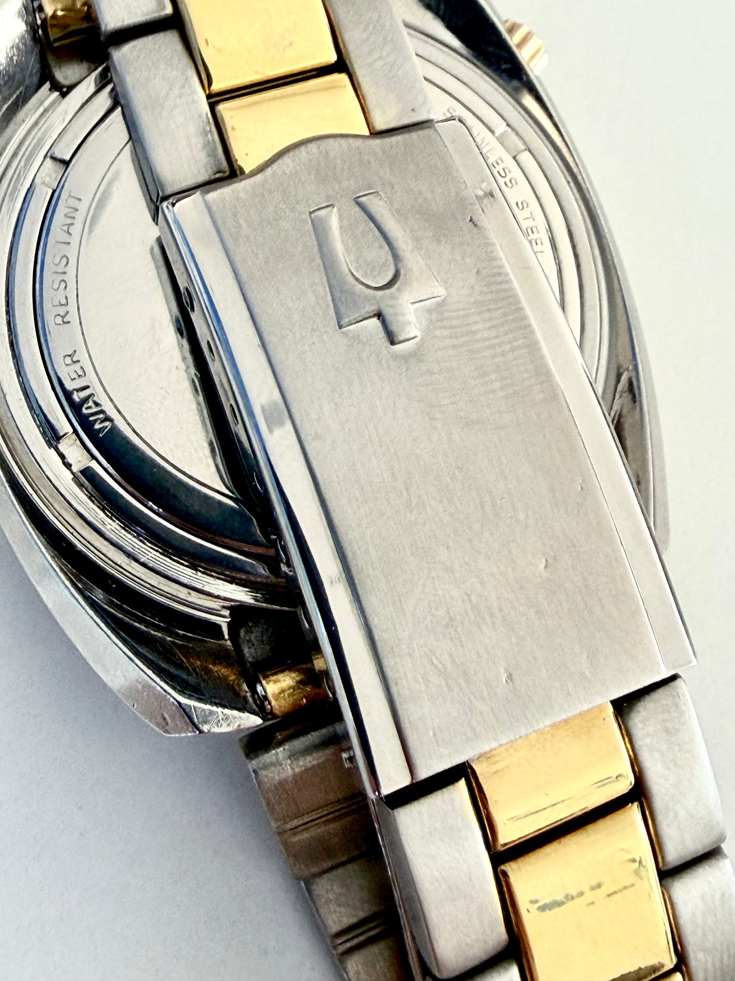Bulova Accutron Cushion Two Tone Men's Tuning Fork Vintage 1973 Wristwatch 218